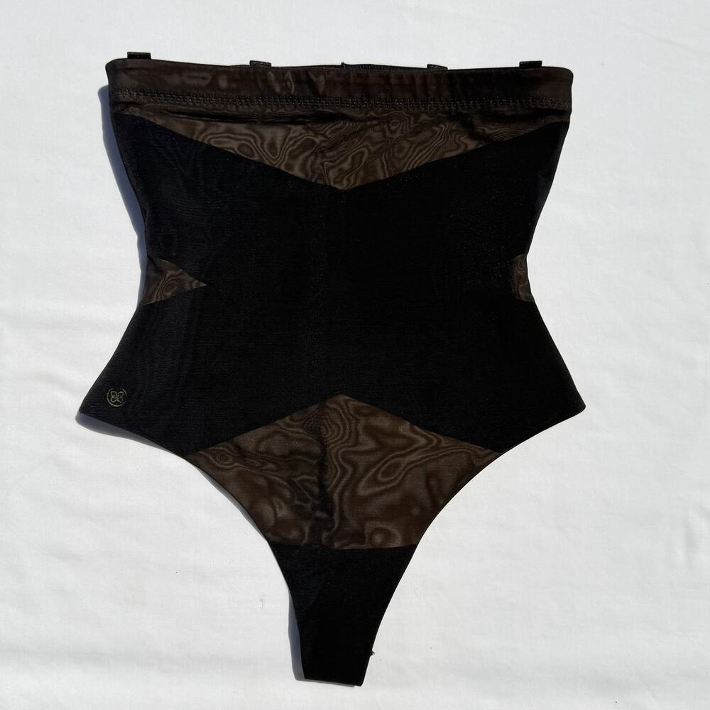 Honeylove Super Power Thong High Waist Shapewear Panties Womens Medium Black